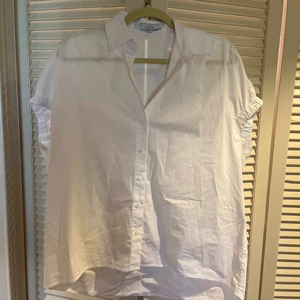 Pearl by Lela Rose white short sleeve button down size XS